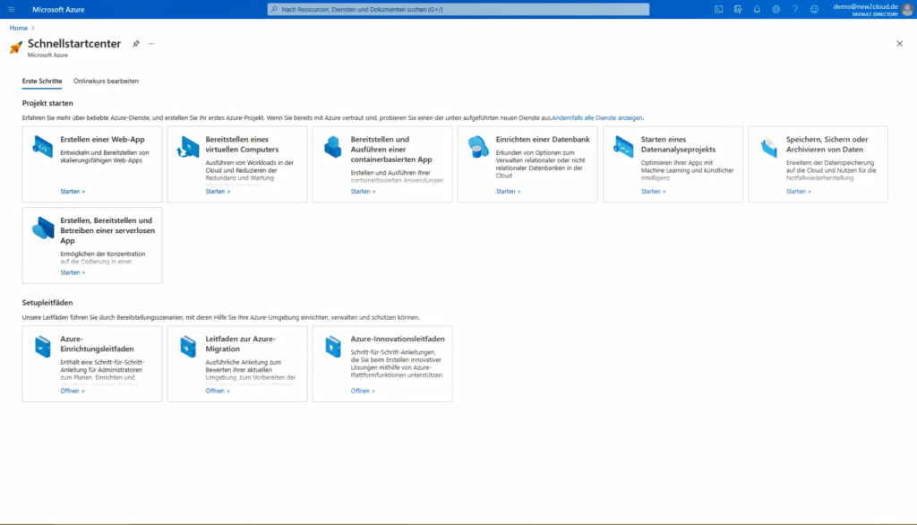 Quickstart - Scenarios with Azure Free Account in the Azure portal